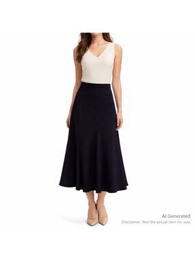 Laura Size 12 Indigo A-Line Midi Skirt – Fully Lined